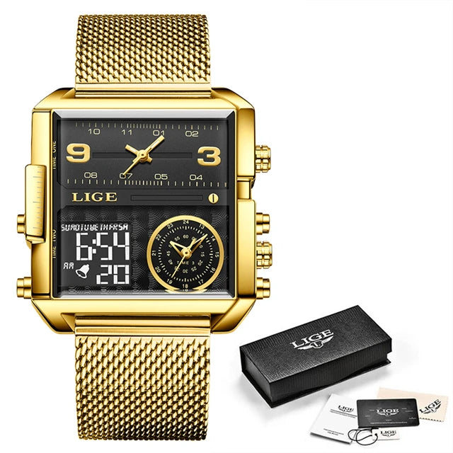 LIGE Luxury Men's Quartz Digital Watch