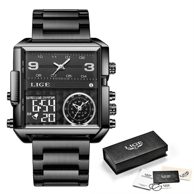 LIGE Luxury Men's Quartz Digital Watch