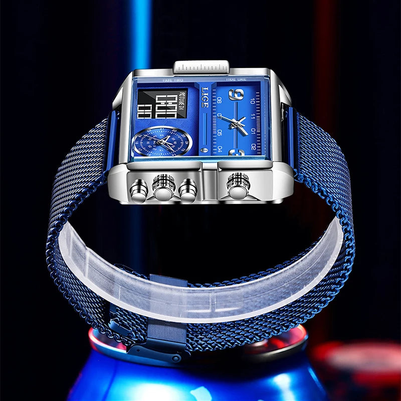 LIGE Luxury Men's Quartz Digital Watch