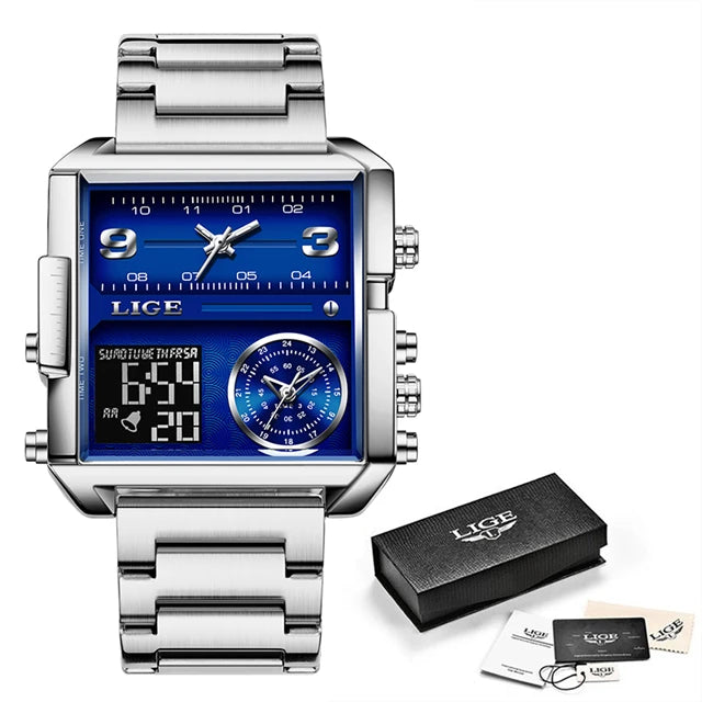 LIGE Luxury Men's Quartz Digital Watch