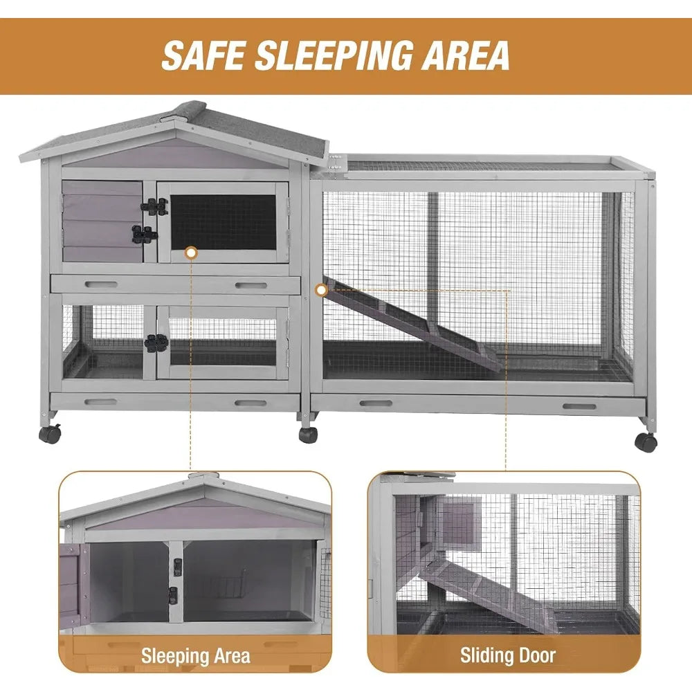 ANGDUO Rabbit Hutch with Pull-Out Tray