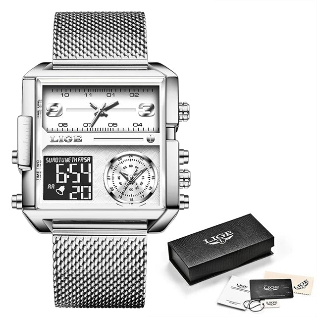 LIGE Luxury Men's Quartz Digital Watch