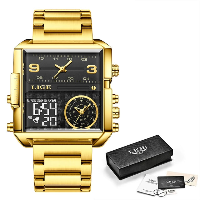 LIGE Luxury Men's Quartz Digital Watch