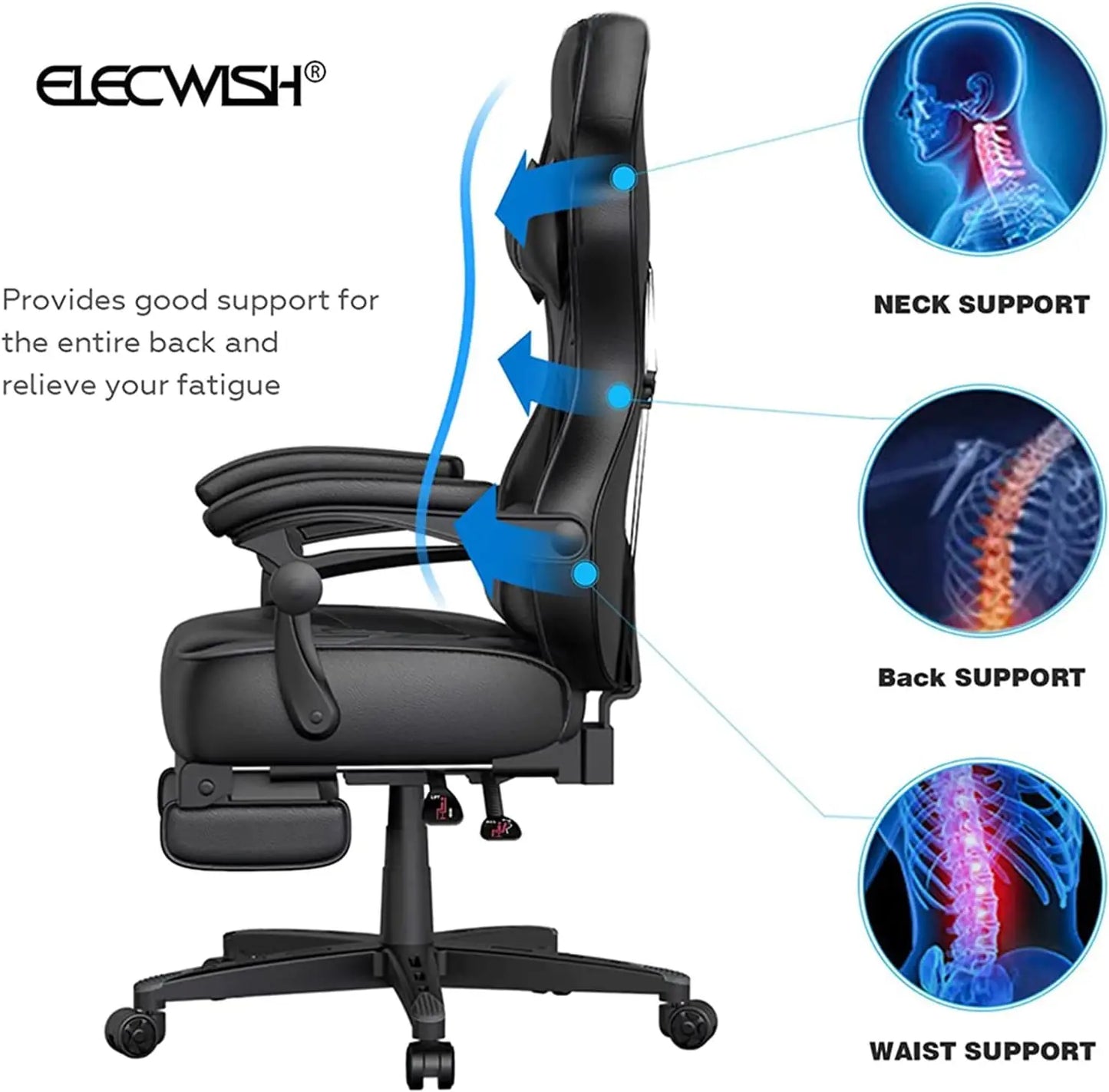 ELECWISH Ergonomic Reclining Gaming Chair