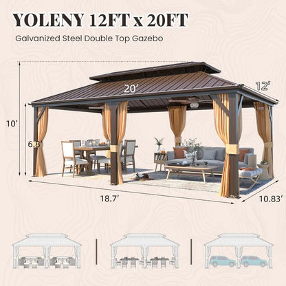 YOLENY 12ft X 20ft Hardtop Gazebo