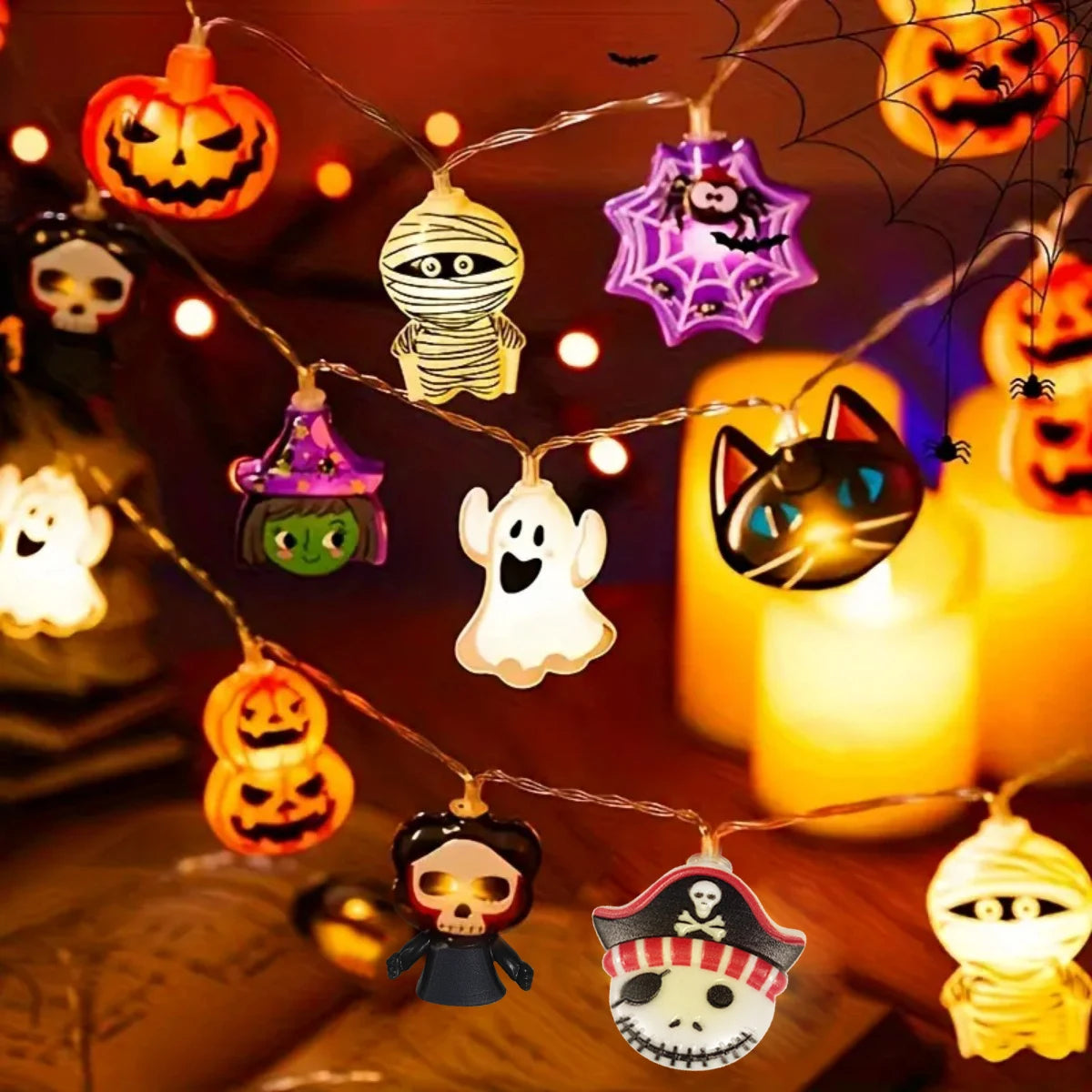 Halloween String Lights with Spooky Shapes