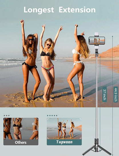 Bluetooth Selfie Stick with Fill Light & Remote Shutter for Android/iOS