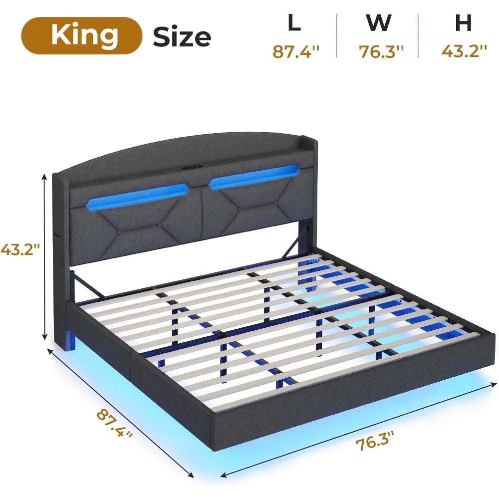 King-Size Floating Platform Bed