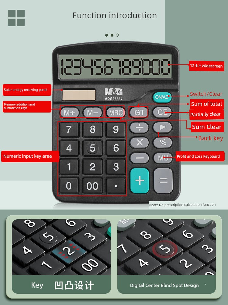 Dual-Power Stationery Calculator with Voice