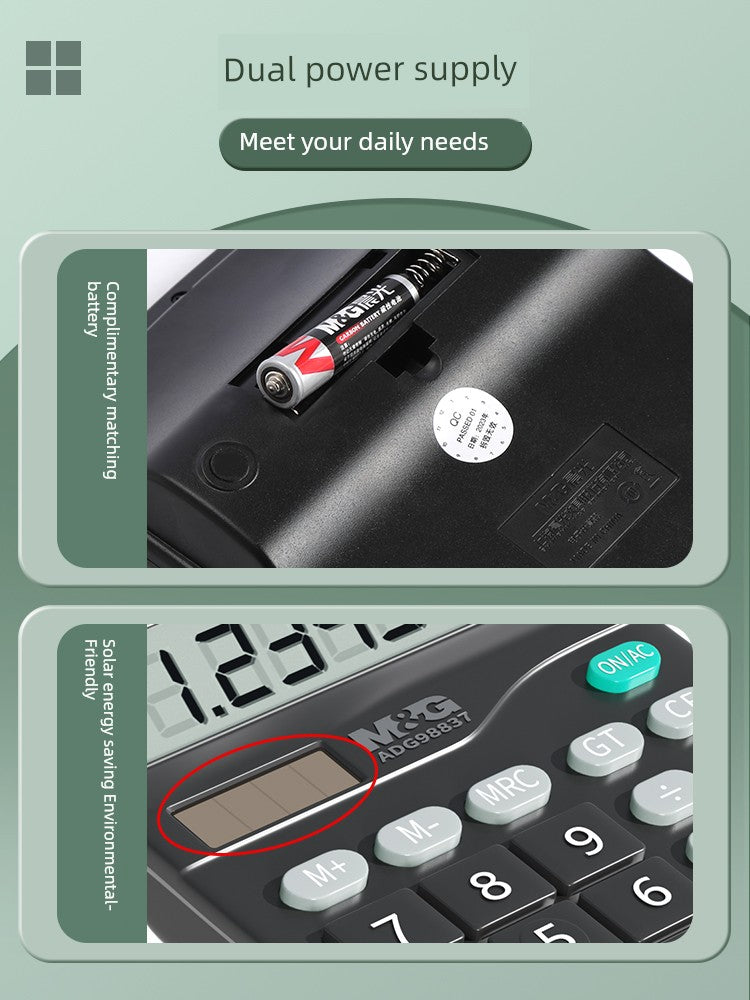 Dual-Power Stationery Calculator with Voice