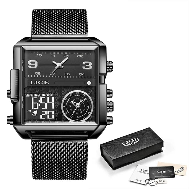 LIGE Luxury Men's Quartz Digital Watch