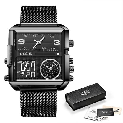 LIGE Luxury Men's Quartz Digital Watch