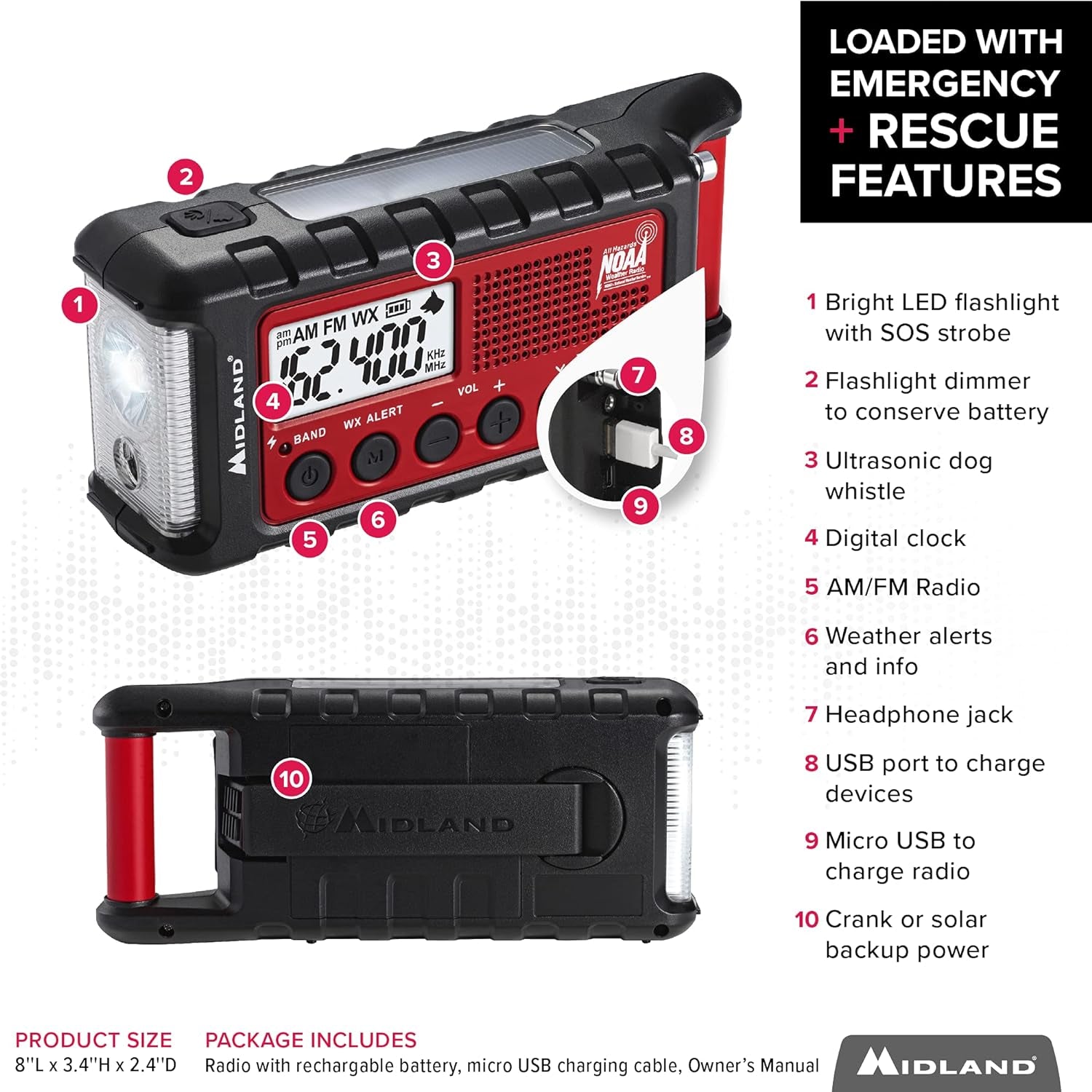 MIDLAND ER310 Emergency Crank Radio