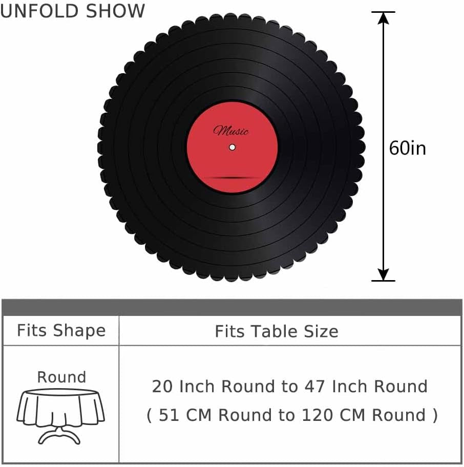 60" Vinyl Record Round Tablecloth