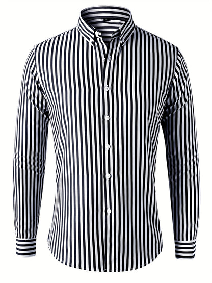 Men's Trendy Striped Button-Down Shirt