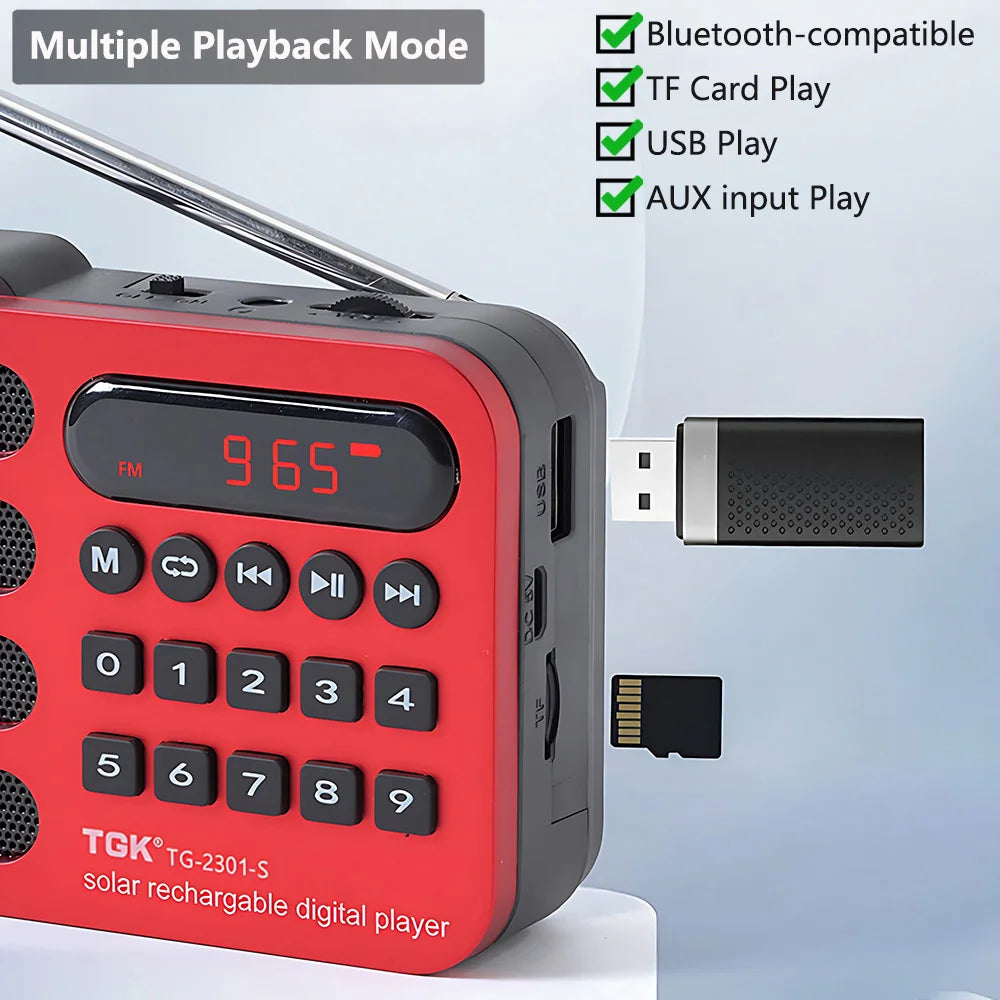 TGK® Solar Charging FM Radio with Bluetooth