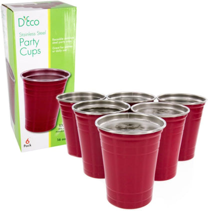 D'Eco 16 Oz Reusable Red Party Cups