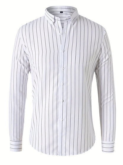 Men's Trendy Striped Button-Down Shirt