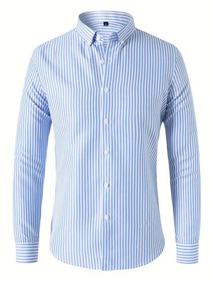 Men's Trendy Striped Button-Down Shirt