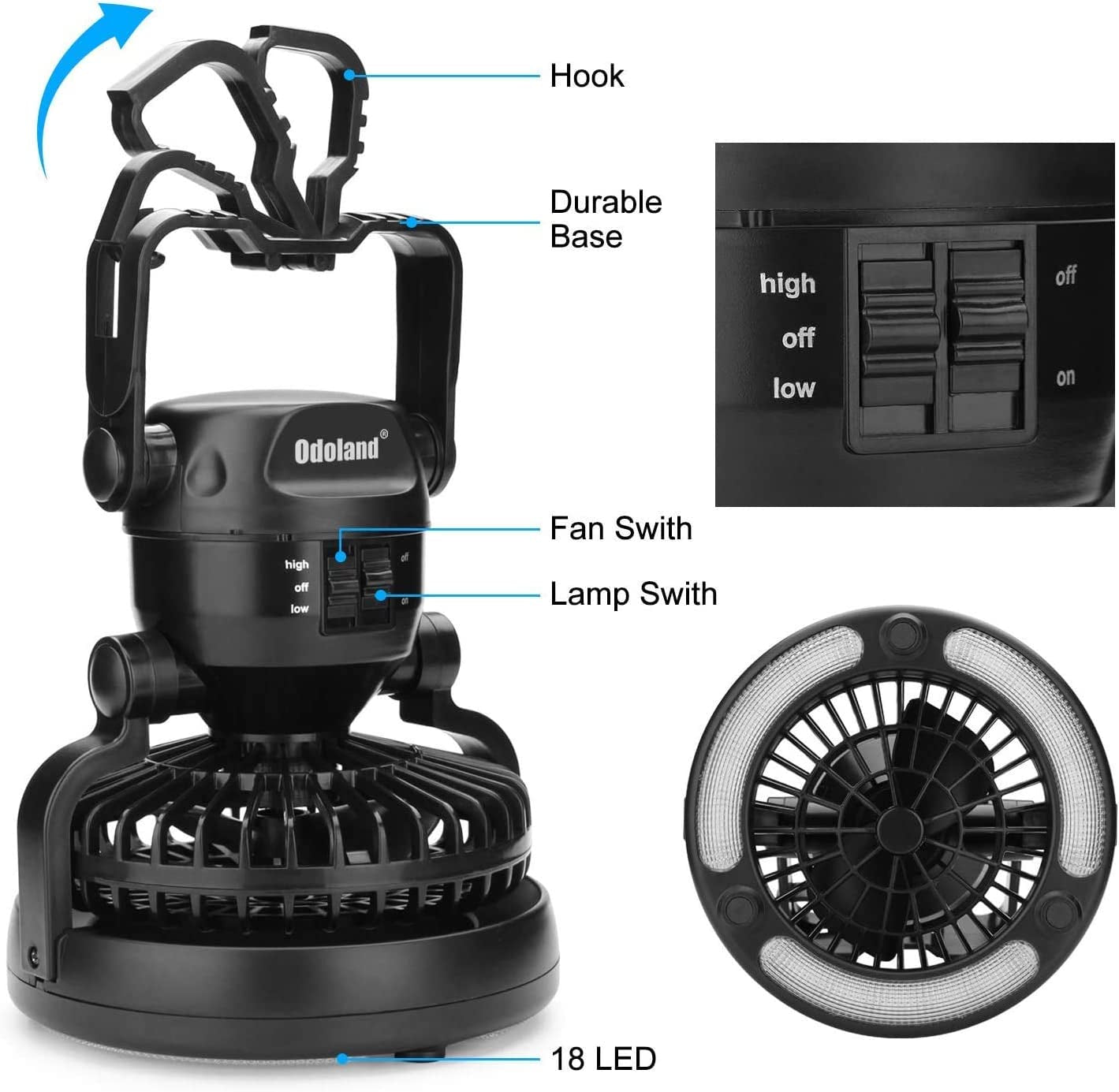 ODOLAND LED Camping Lantern with Fan