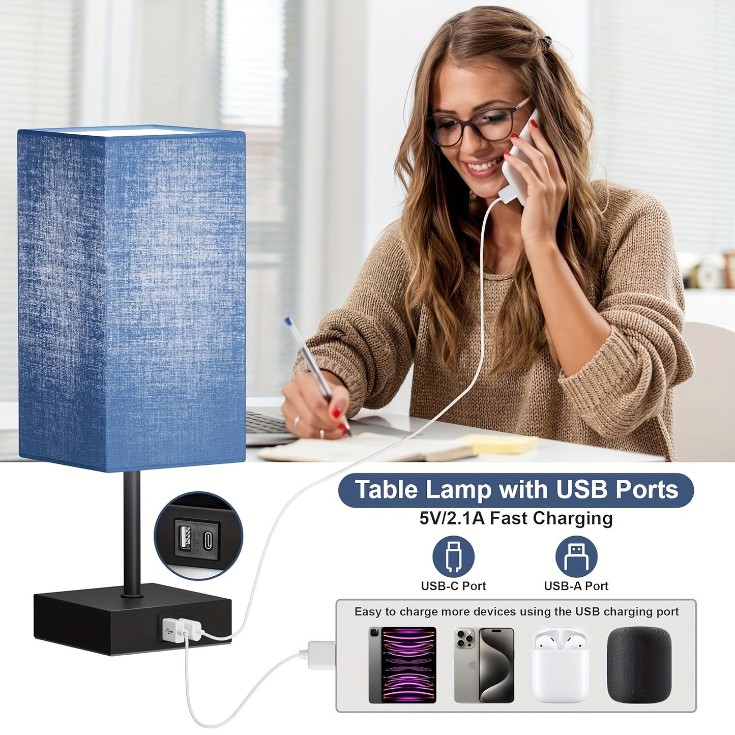 Dimmable 3-way Bedside Touch Lamps