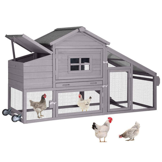 Wooden Chicken Coop for 1/2 Hens with Wheels