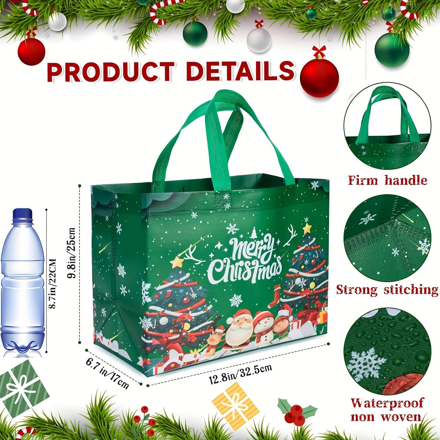 Ho Ho Ho! Reusable Christmas Gift Bags - 8/16 Pack