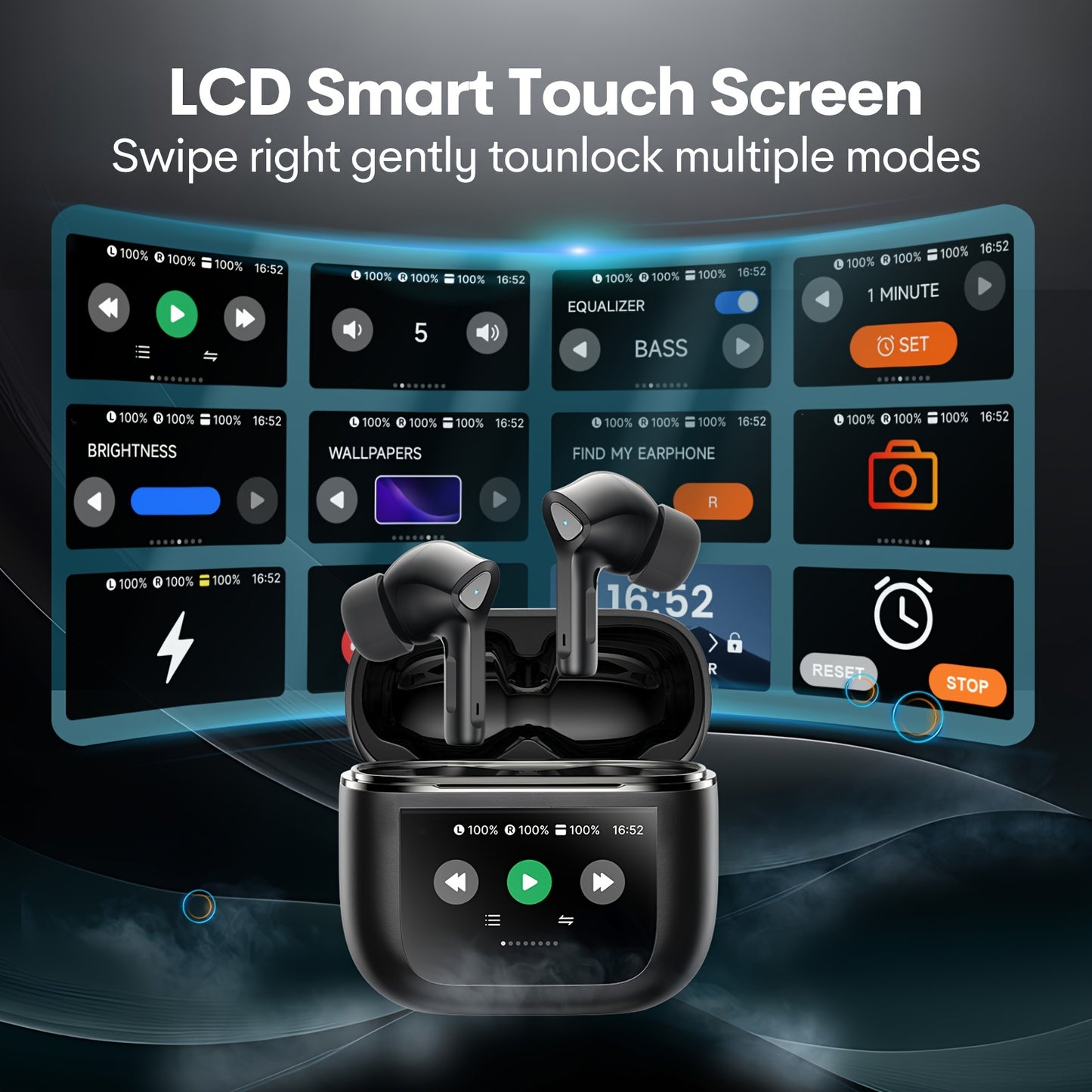 Wireless Earbuds With Smart Touch Screen