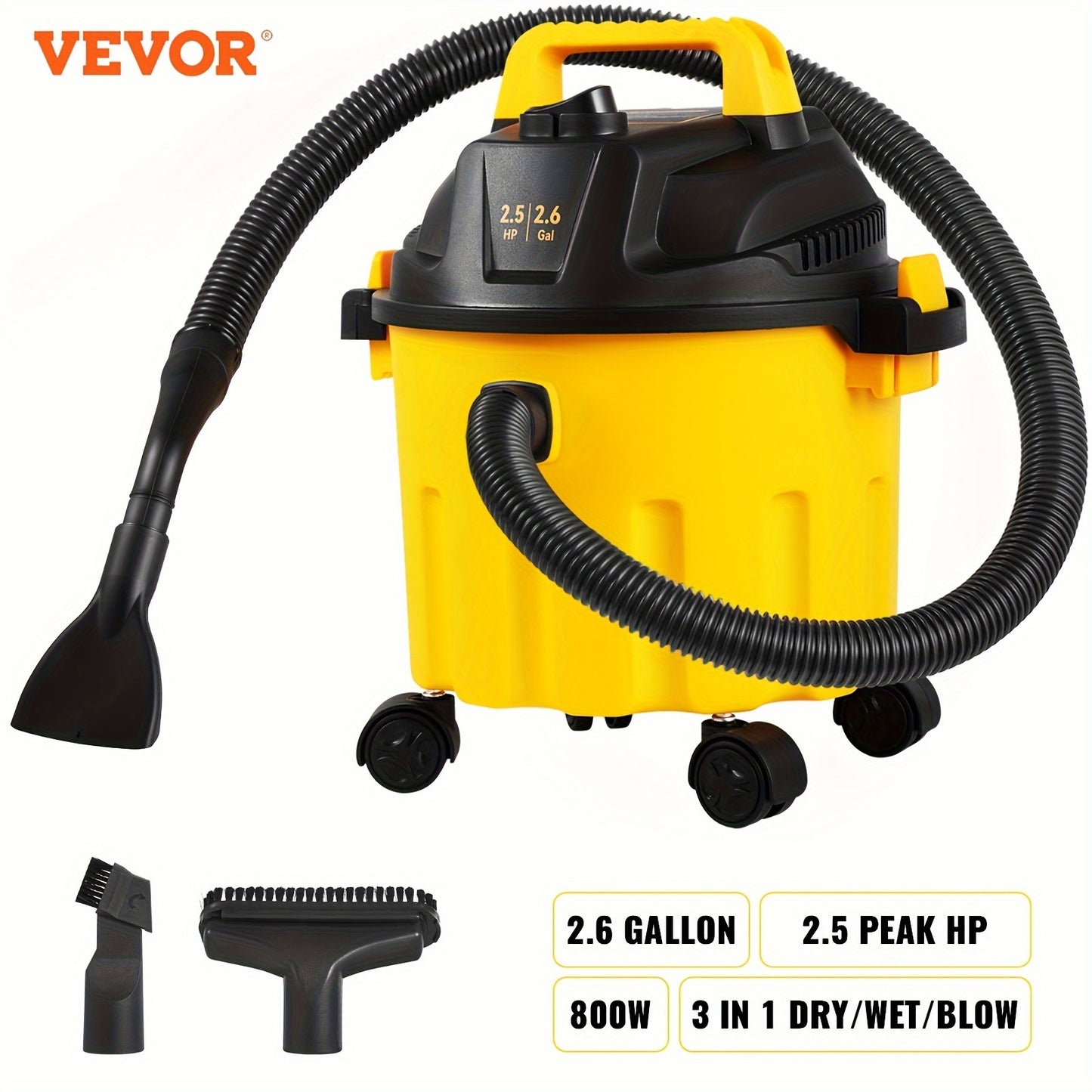 VEVOR 2.6 Gallon Wet-Dry Vac