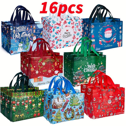 Ho Ho Ho! Reusable Christmas Gift Bags - 8/16 Pack