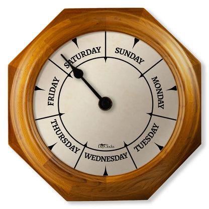 Dayclocks Classic Day-Of-The-Week Wall Clock with 10" Oak Wood Frame