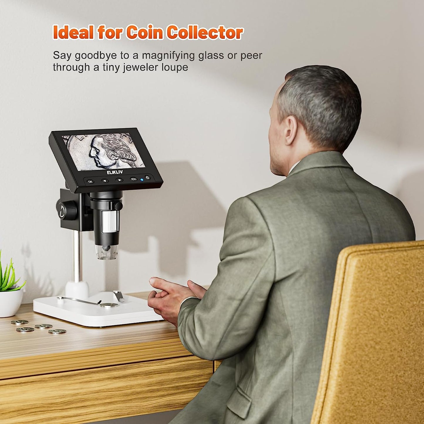 LCD Digital Coin Microscope 4.3'' Display & LED Lights