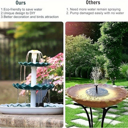 3-Tier Bird Bath With Solar Pump