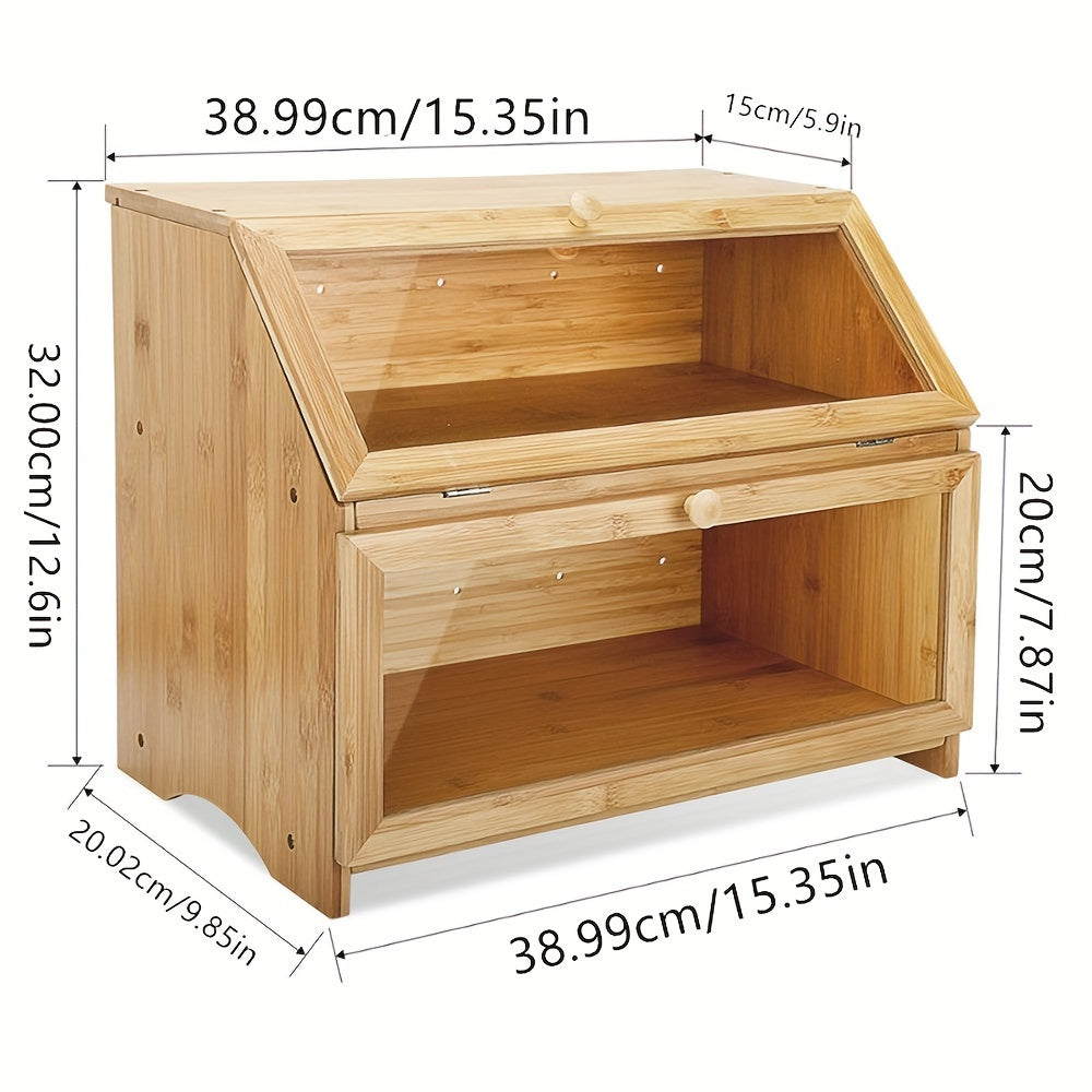 Large Capacity Bamboo Bread Box