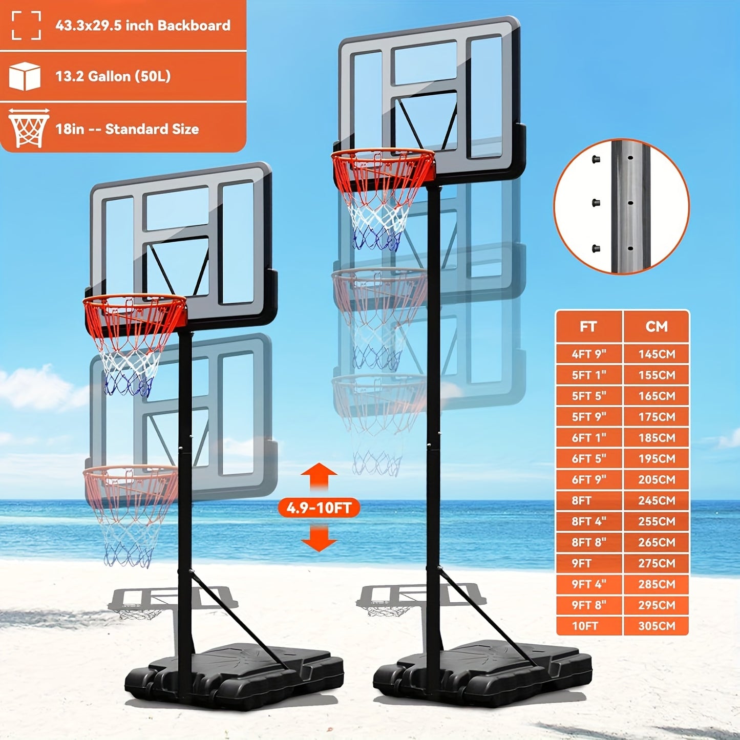 Portable 44in Outdoor Basketball Hoop