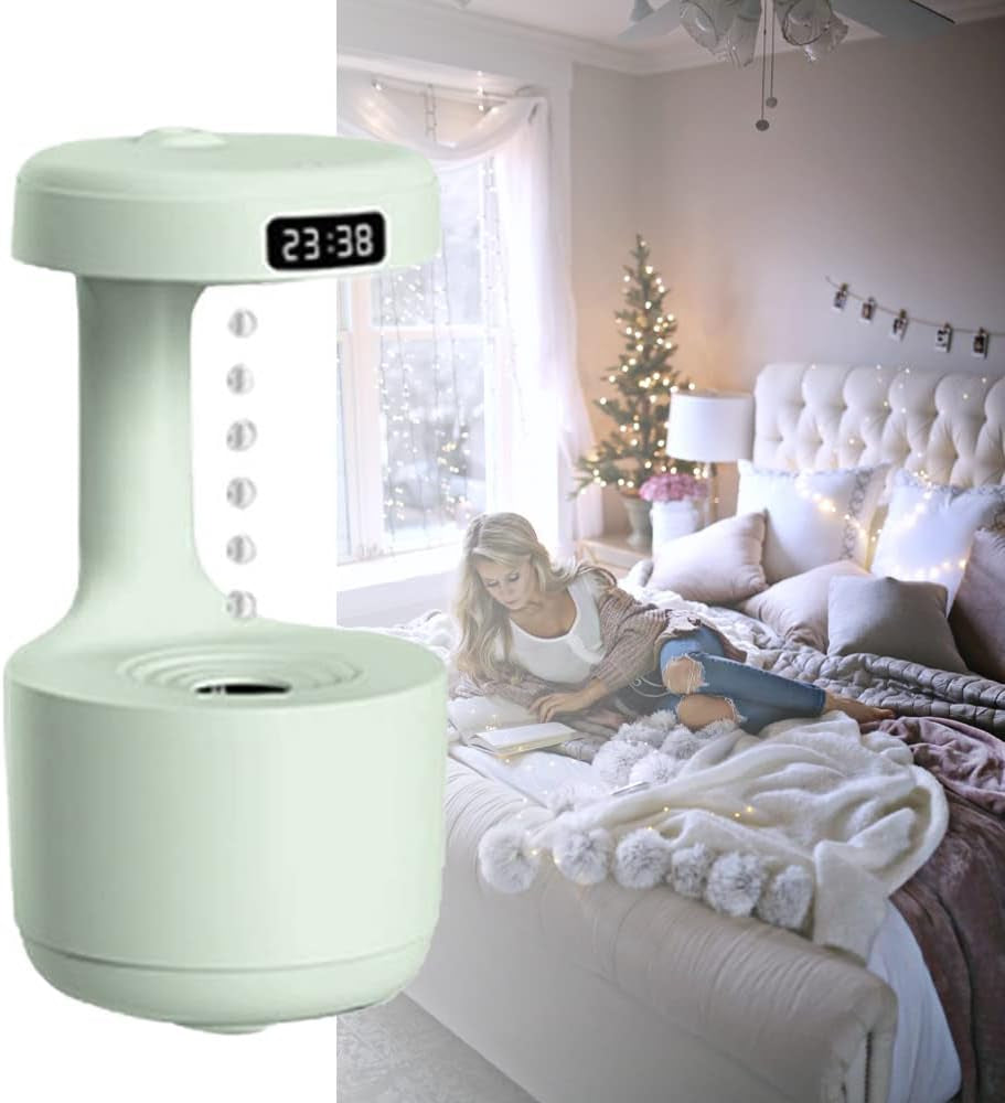 Anti-Gravity Droplet Humidifier – 800ML Air Humidifier with LED Smart Display Clock