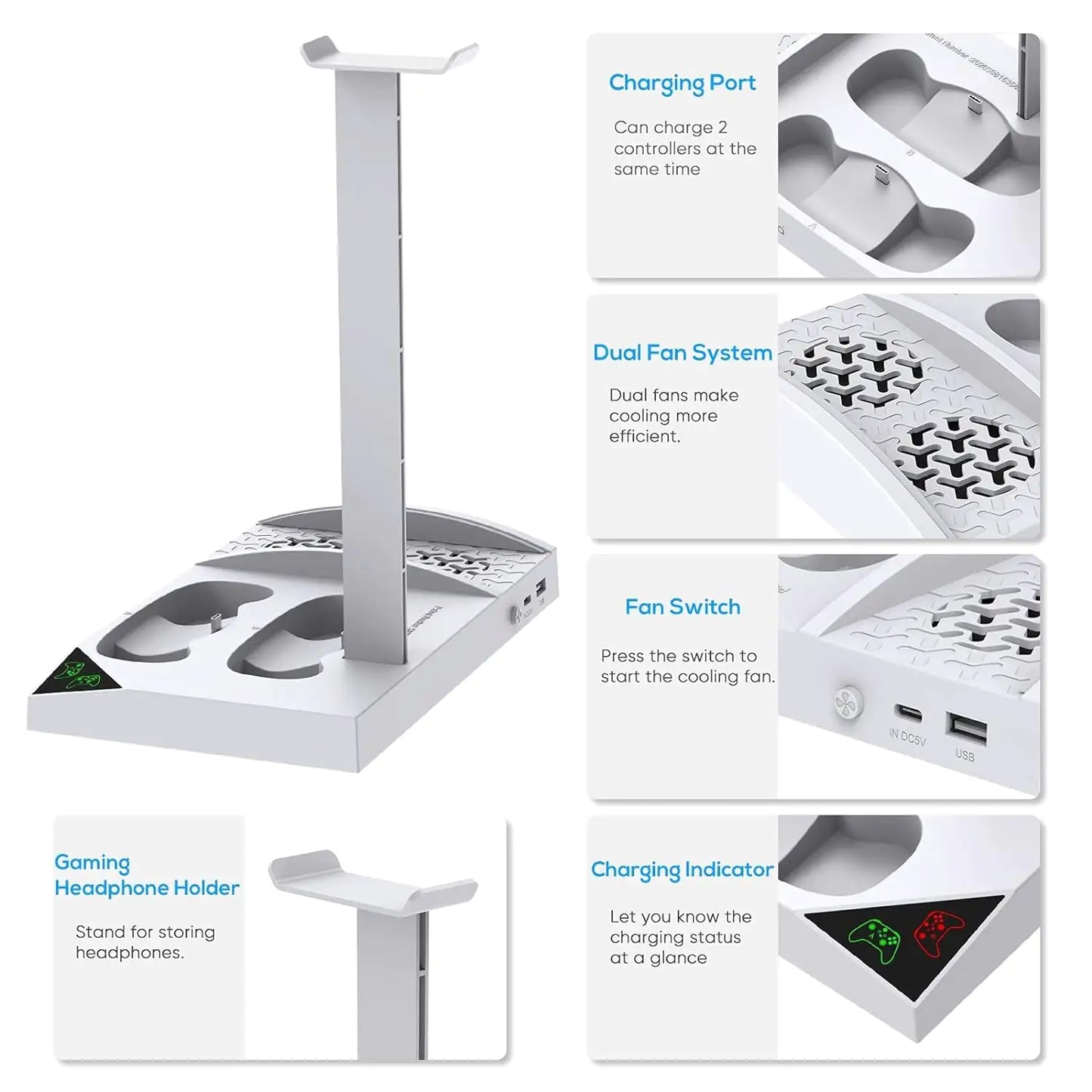 Charger Stand with Cooling Fan for Xbox Series S