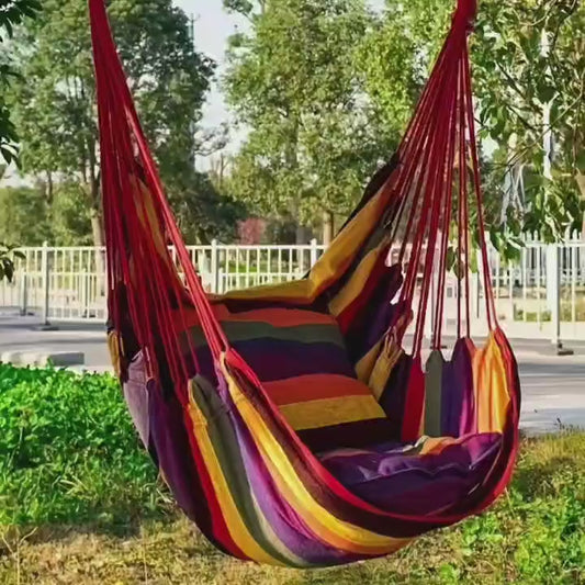 Canvas Swing Hanging Chair with Pillow and Cushion