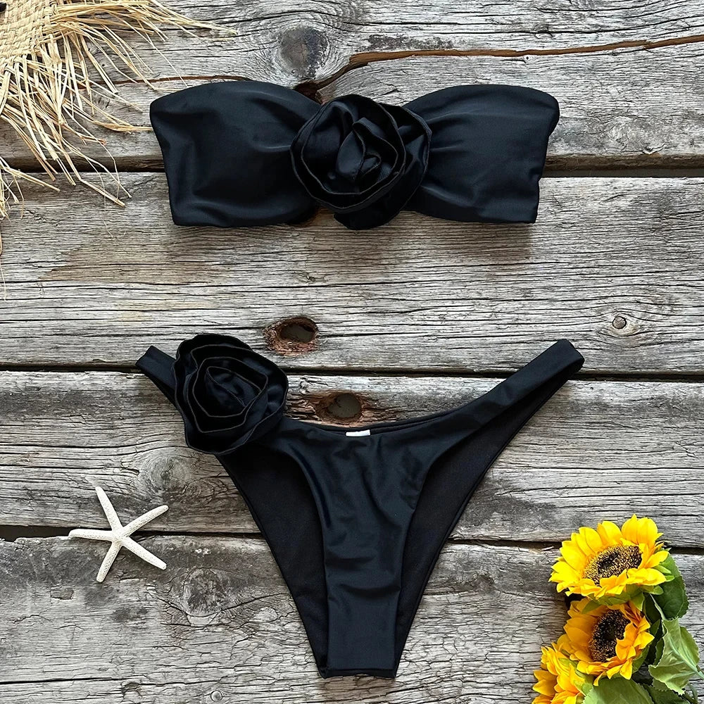 Women's Two-Piece Floral Lace Up Swimwear